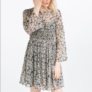 Zara floral mini dress. Black and gray floral. Size small. New with tag.